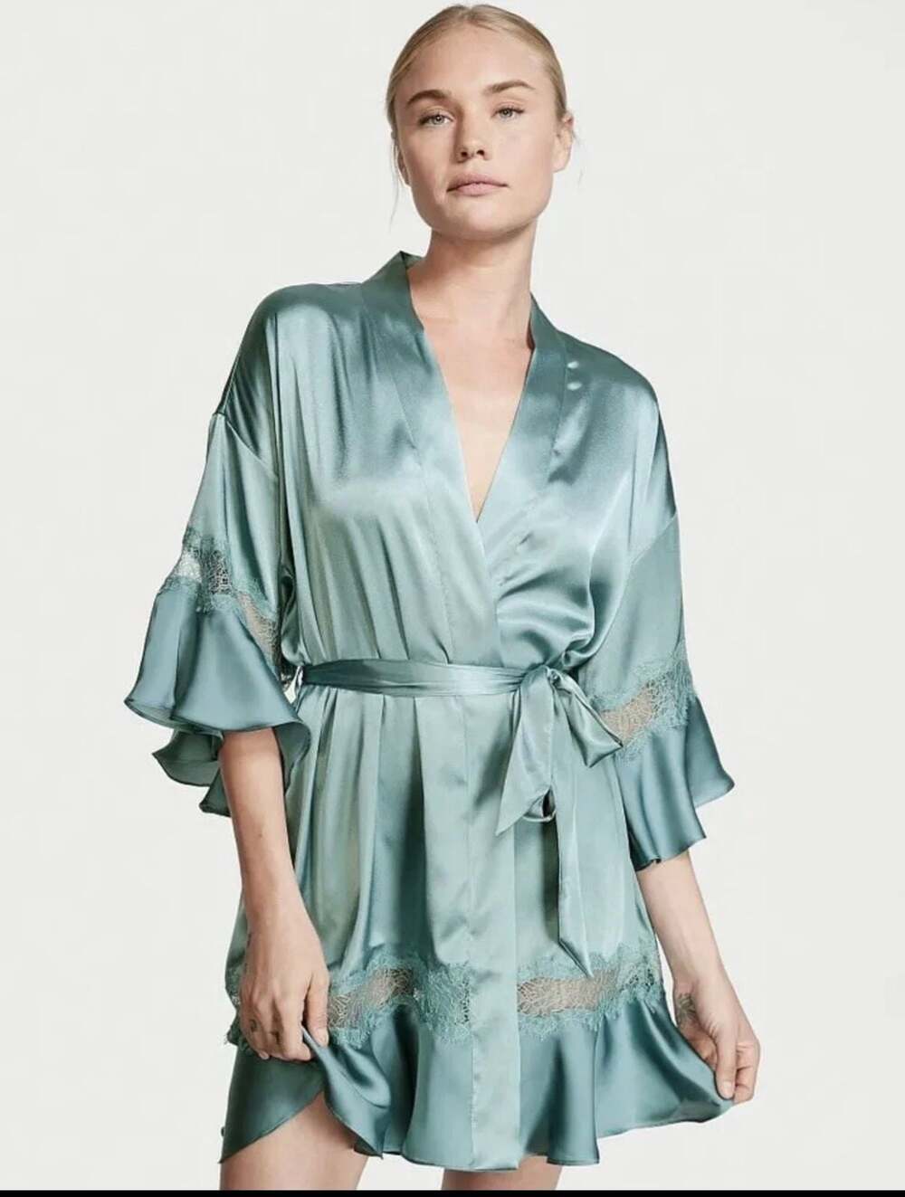 NWT Victoria's Secret Satin & Lace Kimono Robe